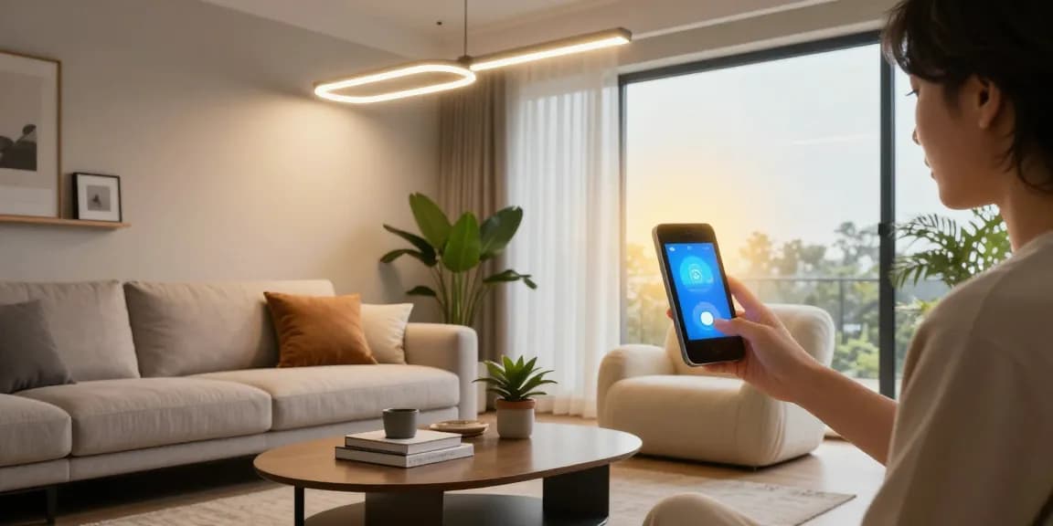 Iluminare ambientală cu spoturi led într-un living modern, creând o atmosferă confortabilă.