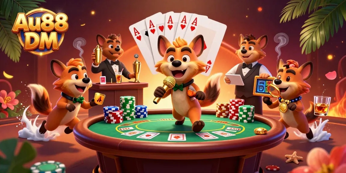 Experience the excitement of Au88 DM with our vibrant casino illustration featuring a lively atmosphere.