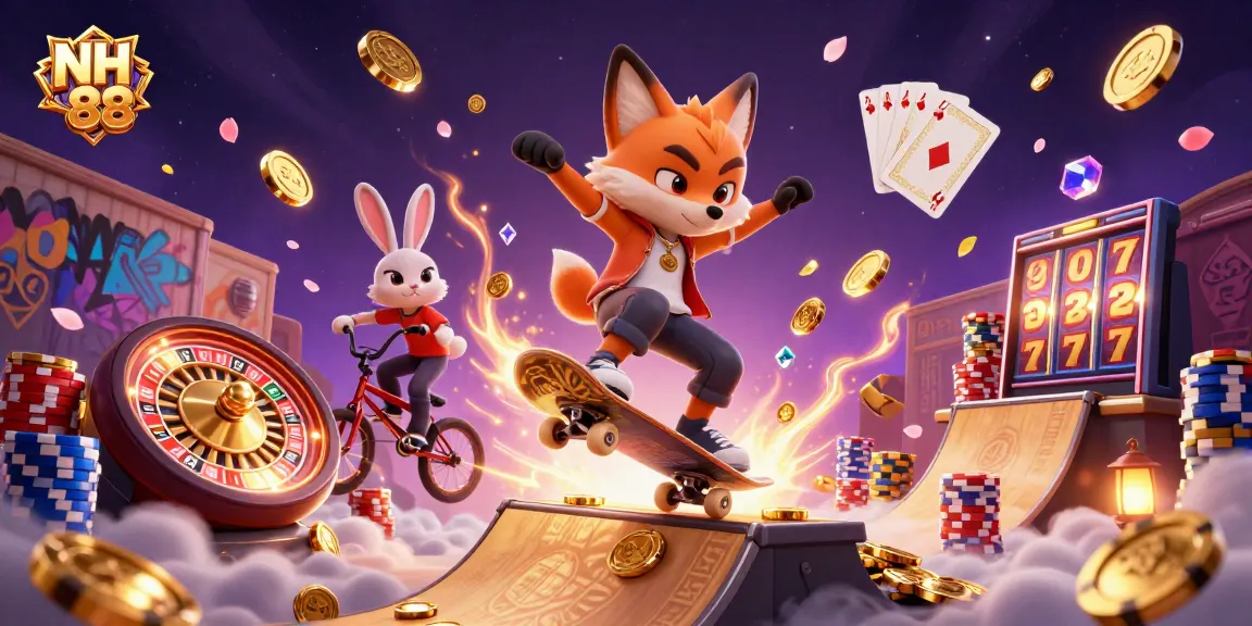 Experience thrilling gaming at NH 88 with vibrant 3D casino characters and dynamic effects.