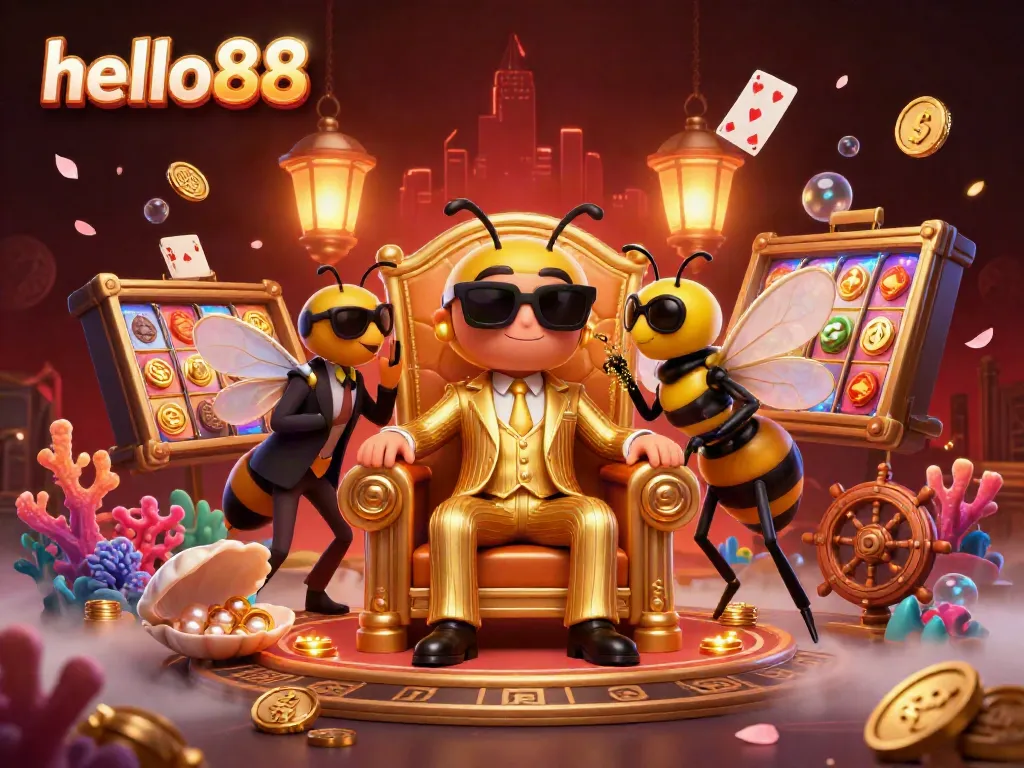 Engage in thrilling gaming action at hello88 with a vibrant casino scene featuring a bumblebee boss and dynamic elements.