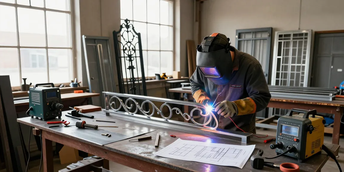Crafting custom metalwork in Vancouver, showcasing artisan welding a steel railing.
