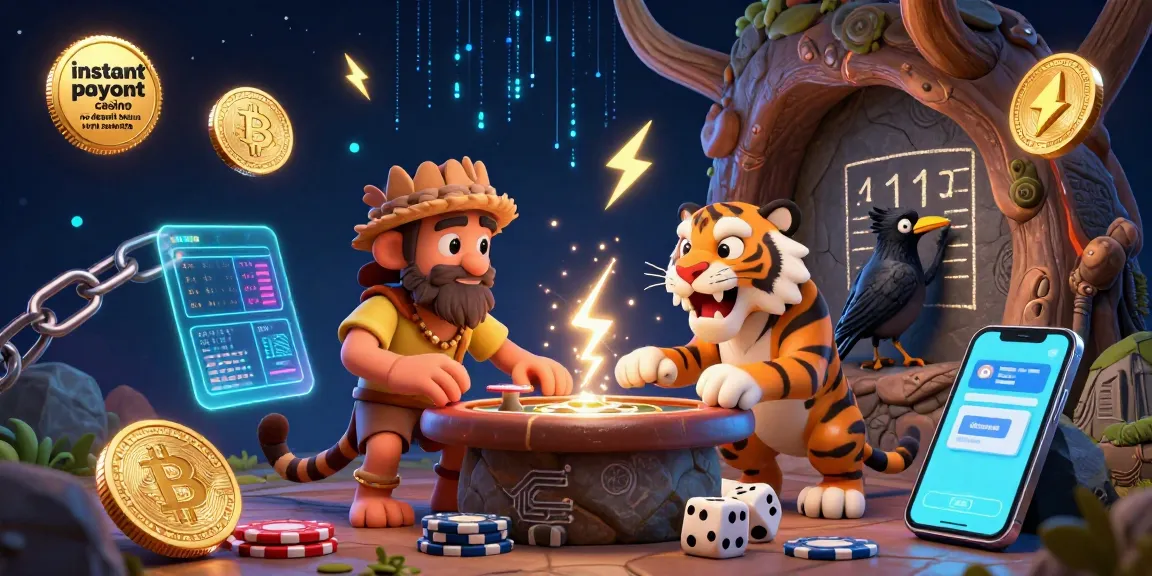 Experience thrill at an instant payout casino no deposit bonus australia with our vibrant caveman and tiger illustration.