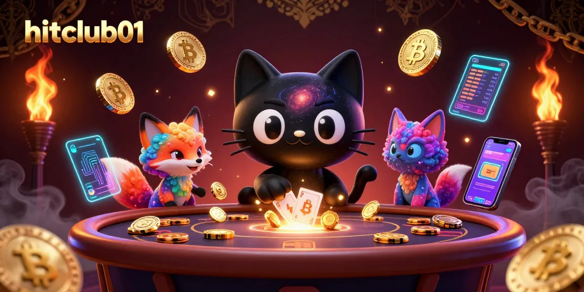 Engage with hitclub01 as a black hole cat astounds players while drawing in golden chips at a cosmic casino.