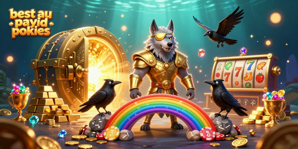 Engage in the best au payid pokies with Odin and ravens surrounded by riches and vibrant casino elements.