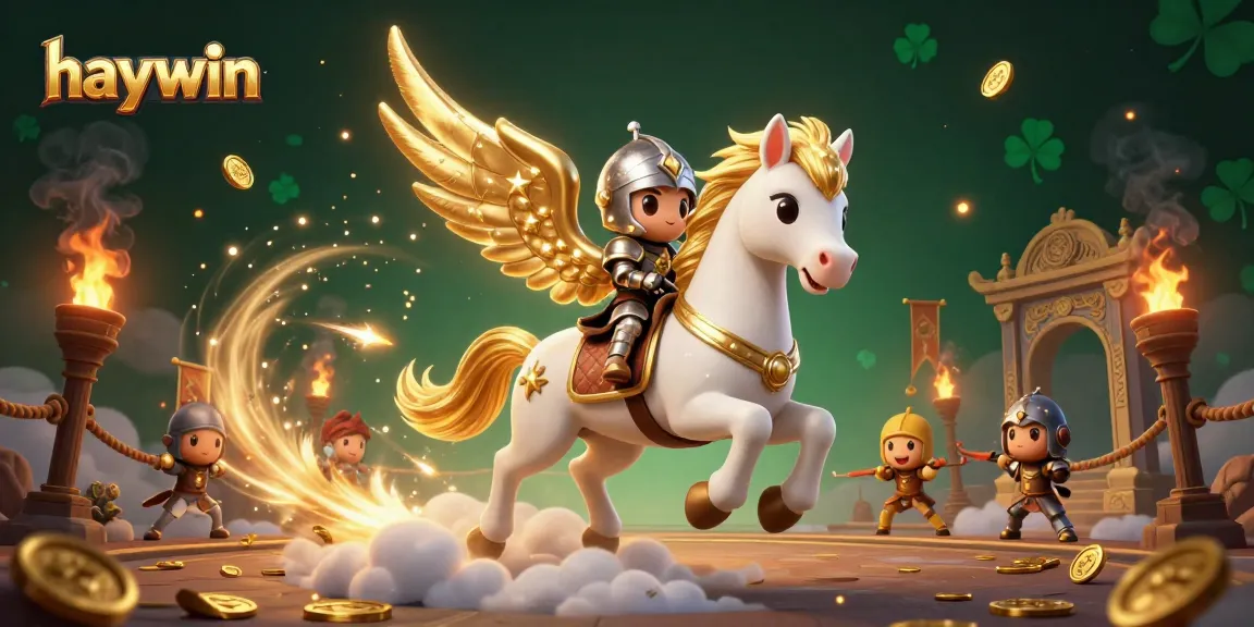 Experience thrilling gameplay at haywin with a celestial horse and knight in an engaging casino arena.