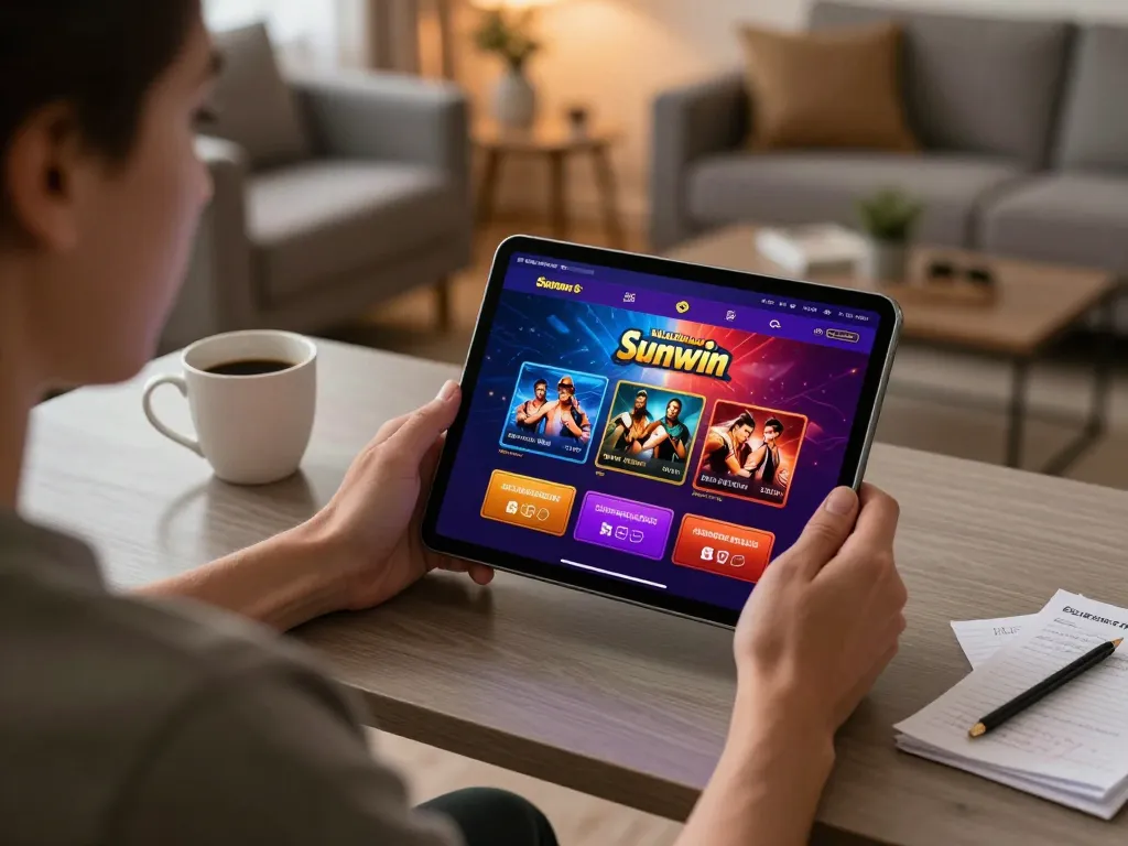 Engaging gameplay on Sunwin application demonstrating strategic online gambling experience at home.