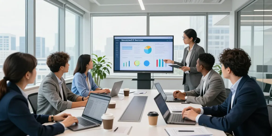 Managed IT services London showcased in an engaging team collaboration within a modern office