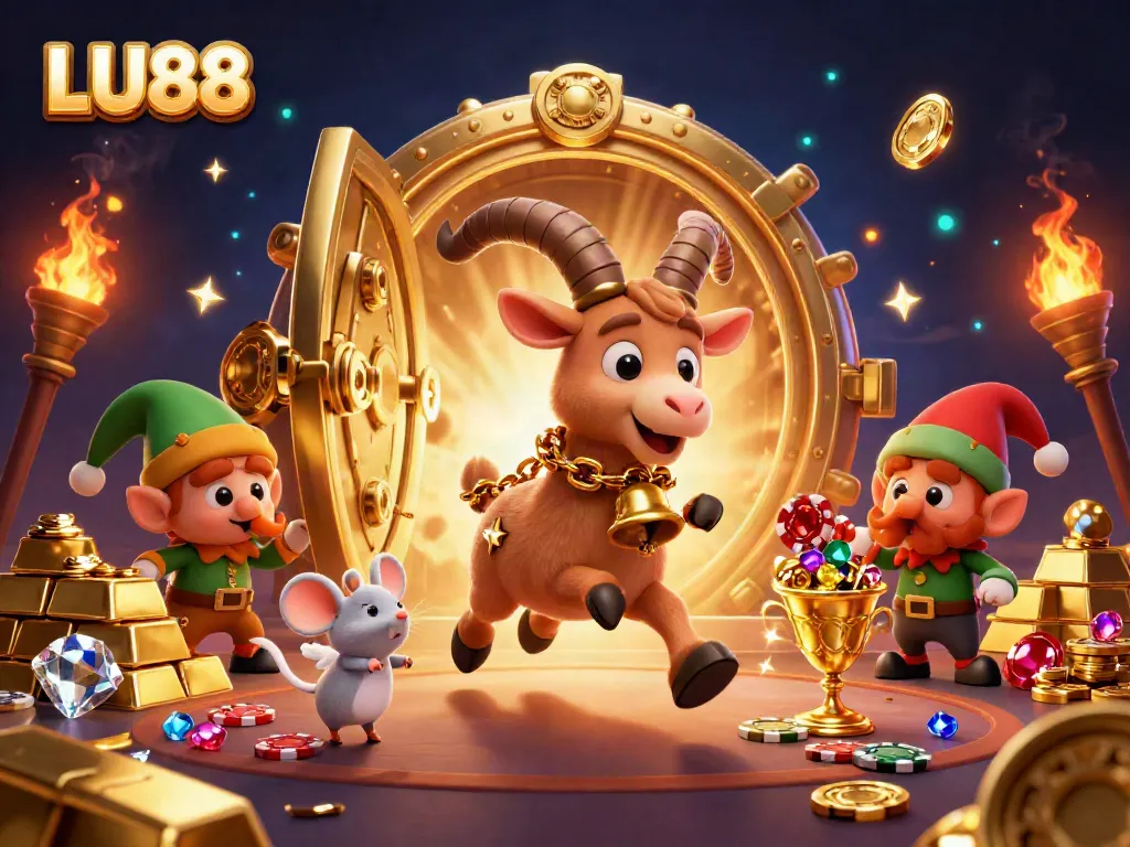 Experience LU88's magical casino atmosphere with festive 3D characters and dynamic gaming action.