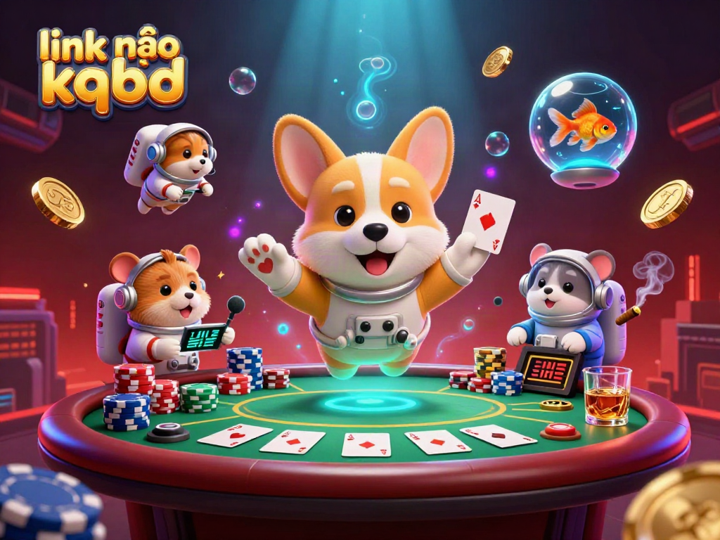 Experience the thrilling action of link vào kqbd in a vibrant space casino, with an astronaut corgi and friends.