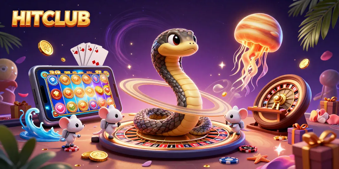 HITCLUB invites players to bet with joy in a vibrant, cosmic casino scene.