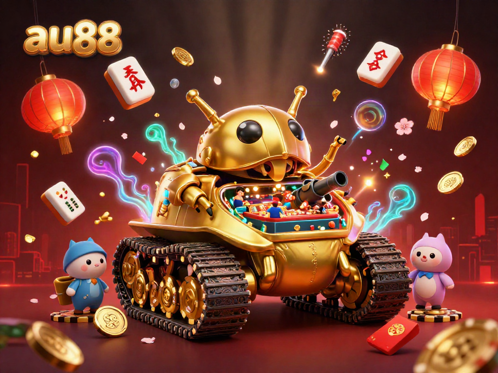 Experience the vibrant world of au88 inside a golden beetle tank casino, complete with dynamic game elements.