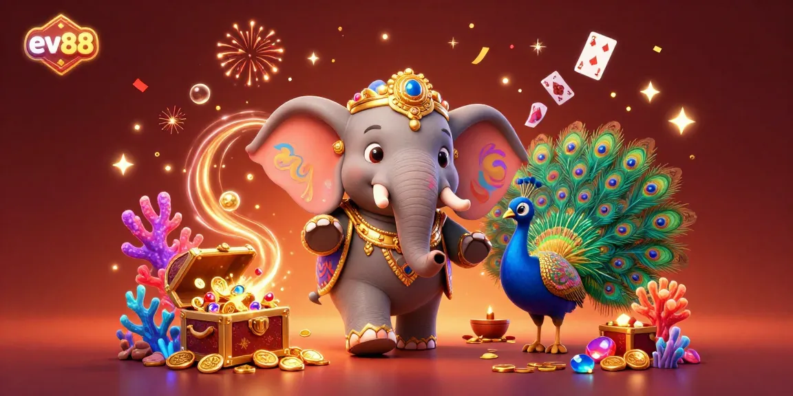 Experience the vibrant world of ev88 with dynamic casino gaming elements and rich illustrations.