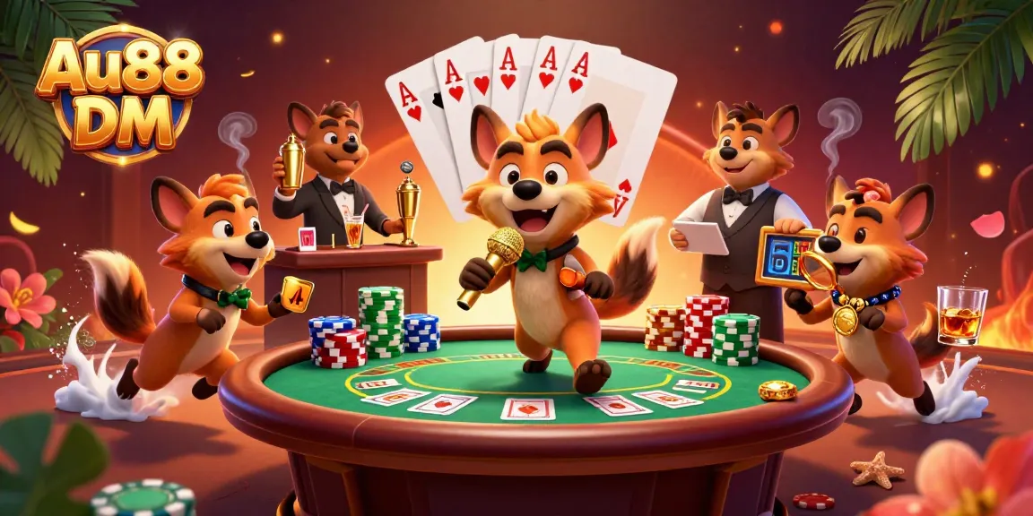 Experience the excitement of Au88 DM with our vibrant casino illustration featuring a lively atmosphere.