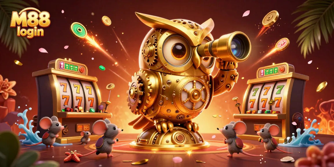 Engage in thrilling M88 login action with vibrant casino visuals and exciting game elements.