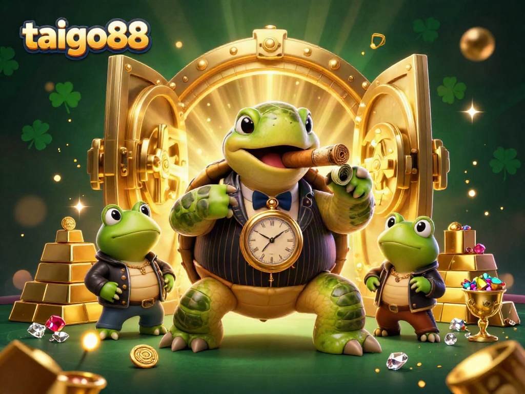 Experience thrilling gaming at taigo88 with a dynamic 3D illustration featuring vibrant characters and casino excitement.