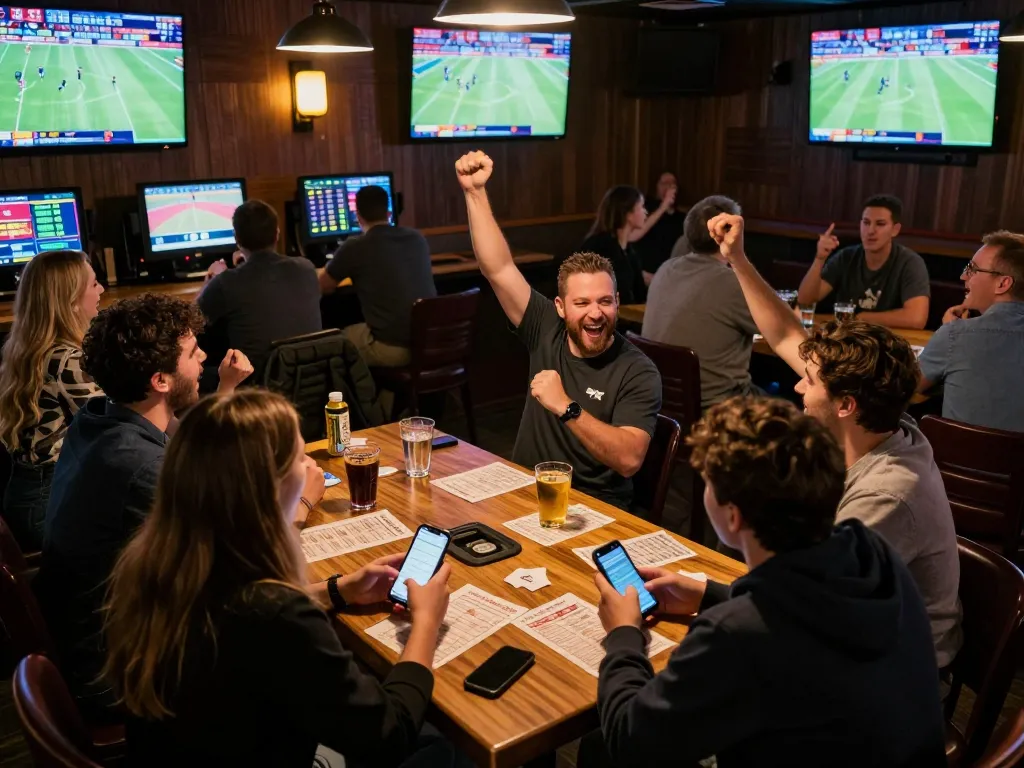Socolive2 enhances sports betting excitement with live odds at a busy sports bar.