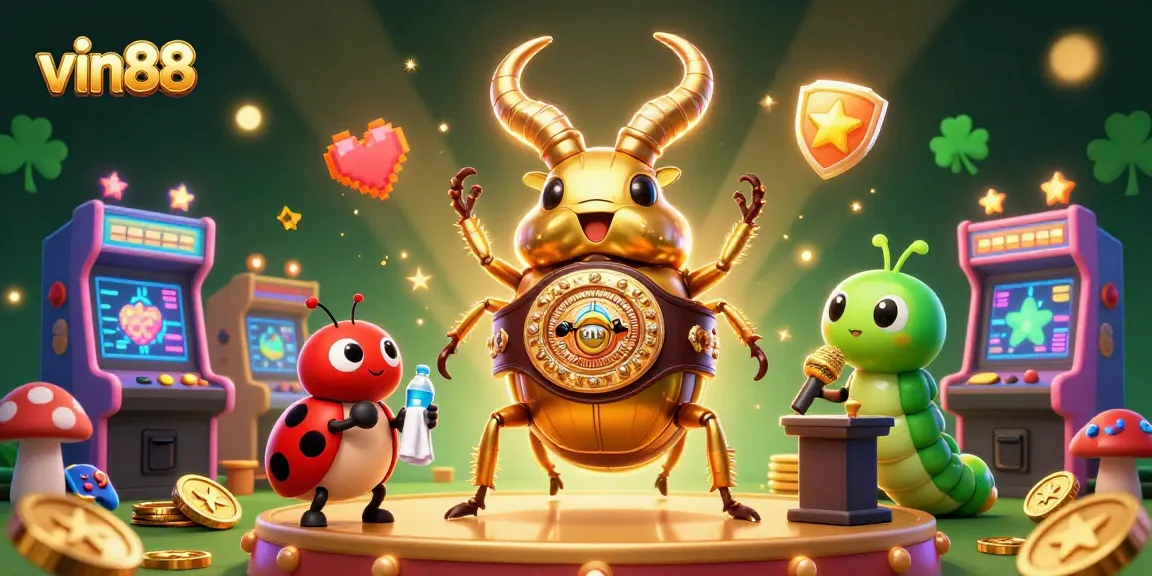 Win big with vin88 at this vibrant online casino scene featuring unique characters and game elements.