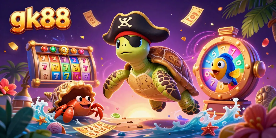 The gk88 pirates join a lively casino scene filled with slots, bingo, and vibrant game elements.