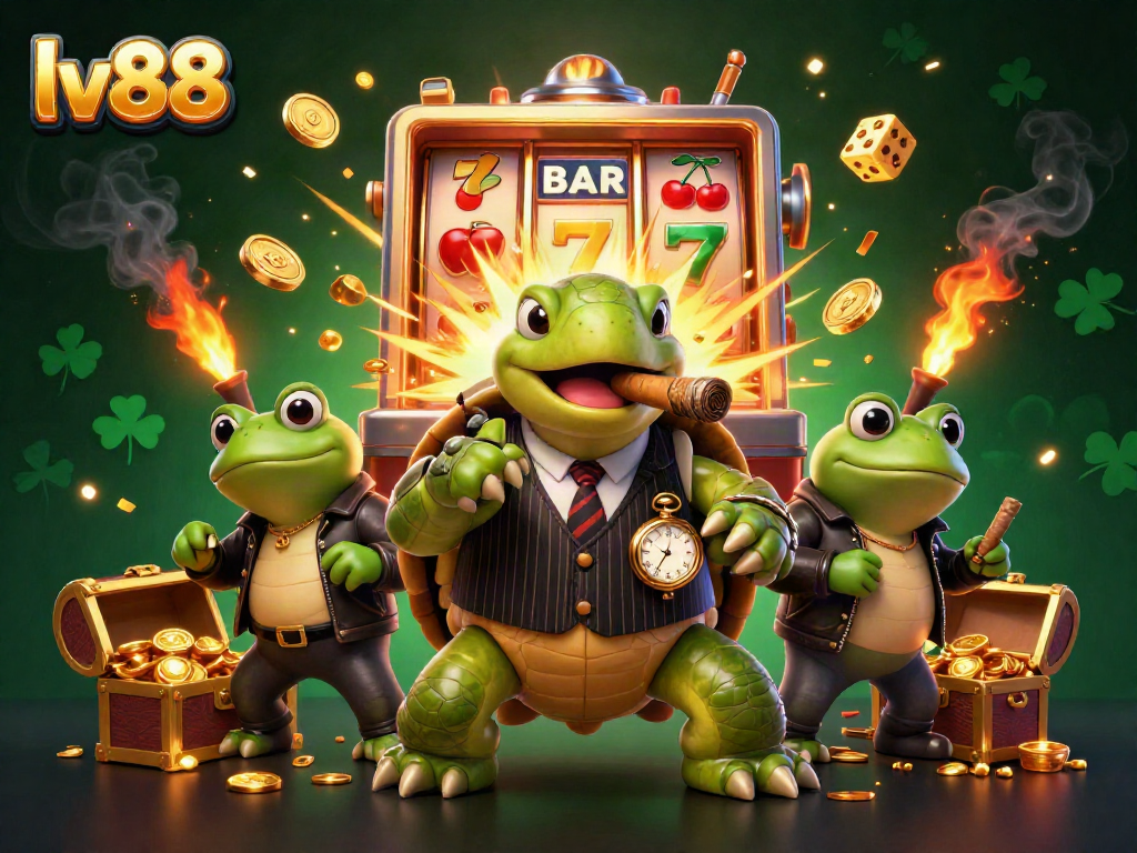Experience the excitement of lv88 with a dazzling casino scene featuring vibrant characters and slots.