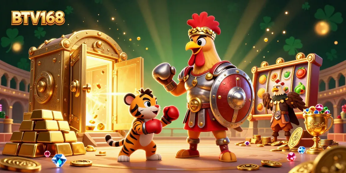 Experience the excitement of BTV168 with action-packed scenes of casino fun and winning treasures.