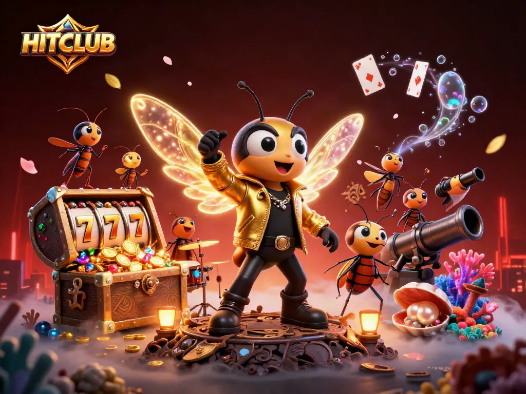 Engage in thrilling HITCLUB slots with vibrant 3D characters and dynamic casino elements.