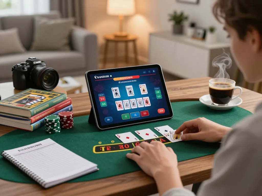 Player engaged in live dealer blackjack on vin88, showcasing a strategic home gaming atmosphere.