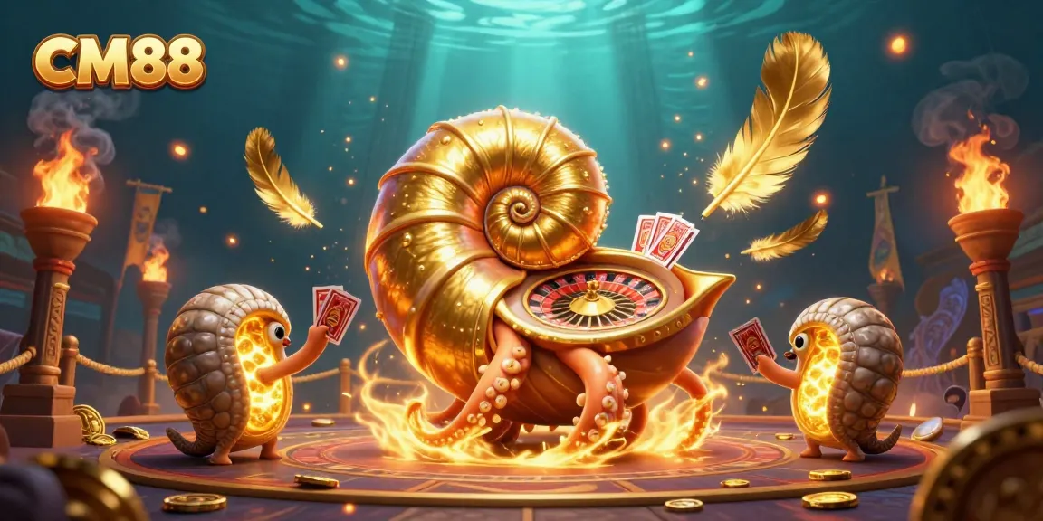 Experience the excitement of CM88 with a vibrant 3D illustration featuring a giant nautilus roulette.