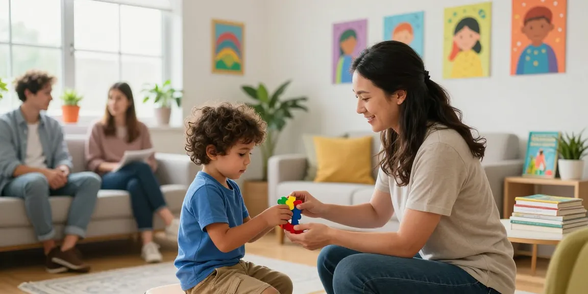 Engaging ABA connection therapy with therapist and child in nurturing environment.